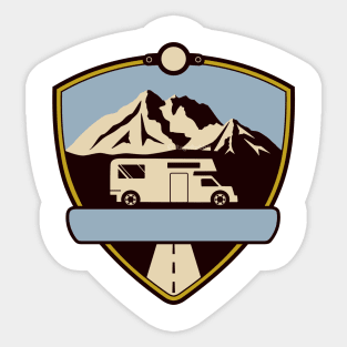 Adventure Camper Badge with Mountains Sticker